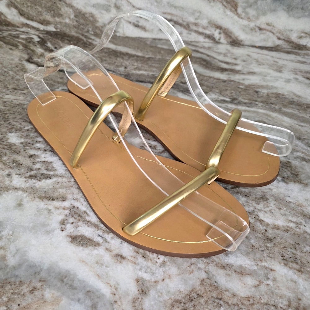 J. Crew Isla  Gold Strappy Slide Sandals Women's Size 11